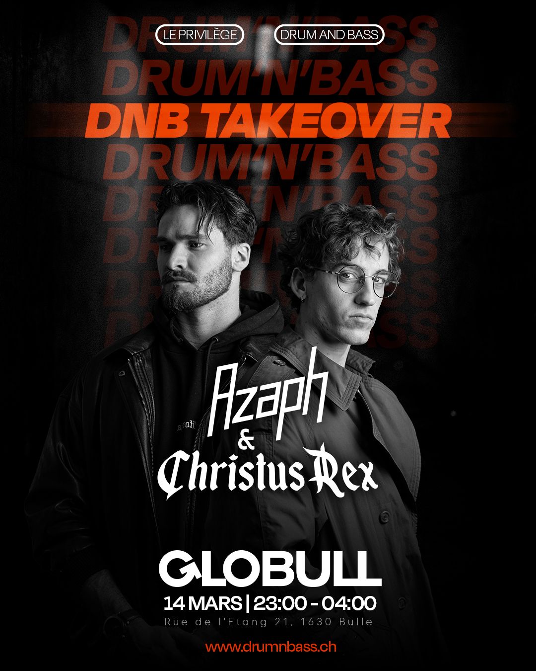 Affiche de la soirée DNB Takeover à Globull